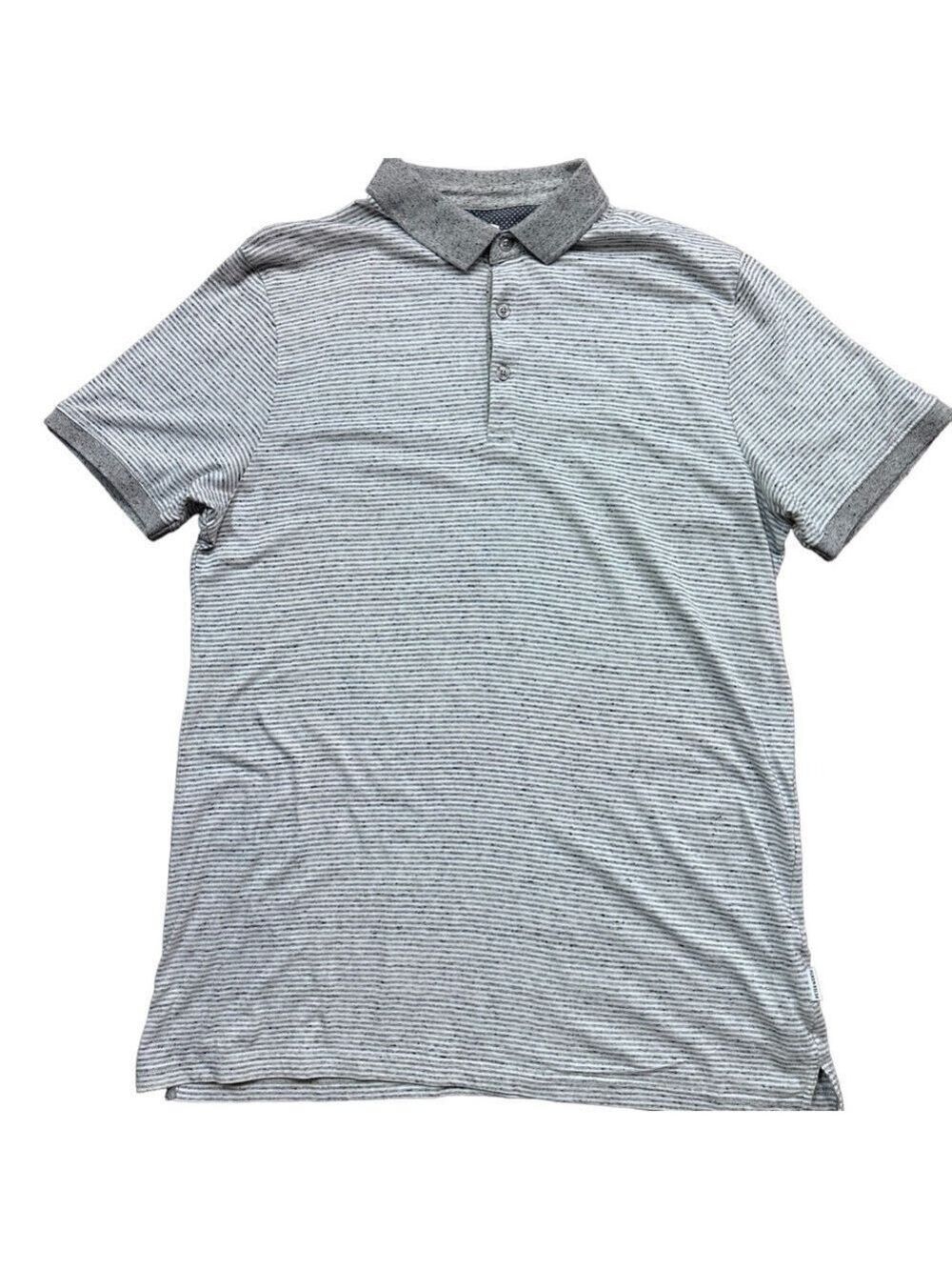 PETER WERTH  LONDON GOLF TENNIS  POLO GREY STRIPED MENS SZL